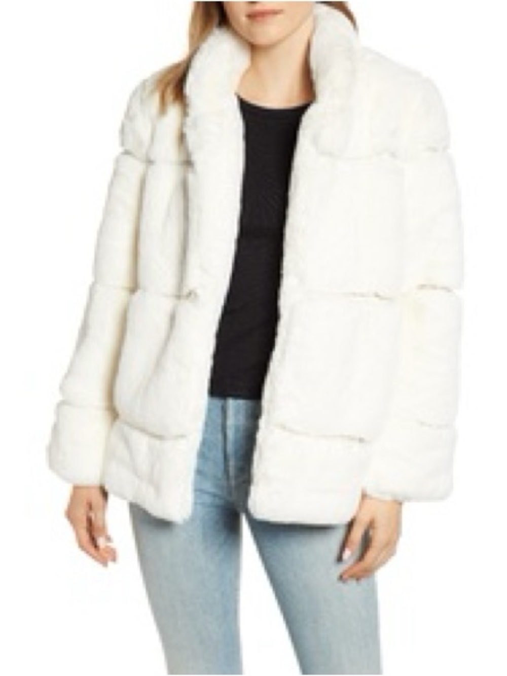 APPARIS Cream Faux Fur Coat - Women's S Jacket